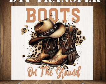 Leopard Cowgirl Boots DTF Print: Retro Western Heat Transfer