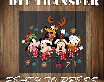 Disney Mickey And Friends Christmas Dtf, Merry Xmas Party Iron On Heat Press