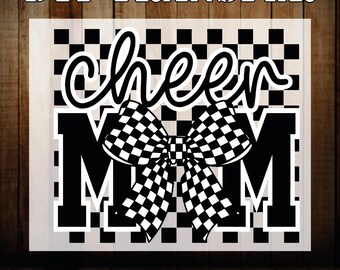 Coquette Cheer Mom DTF Transfer: Retro Checkered, Ready To Press, Iron On Heat Press