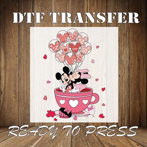 Disney Mickey And Minnie Valentine Ready To Press, Mickey And Minnie Valentine Balloons Dtf, Valentine&#39;s Day Dtf, Love Minnie Dtf,