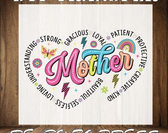 Mama Heart DTF Transfer: Mother's Day Ready To Press