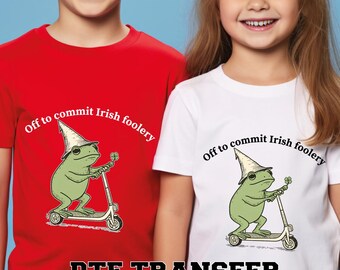 Off To Commit Irish Foolery Dtf Transfer, St Patricks Day Frog Scooter Iron On