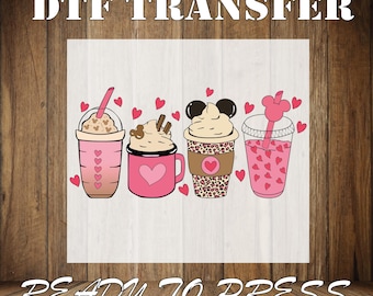 Valentine's Day Coffee DTF Transfer: Ready To Press Heat Transfer