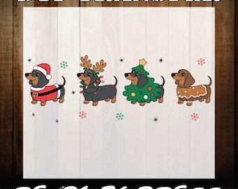 Christmas Dachshund Ready To Press, Xmas Dog Lover Iron On Transfer