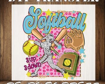 Retro Softball Player DTF Transfer: Game Day Heat Press