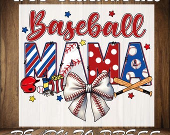 Retro Baseball Mama DTF Transfer: Game Day Sports Mom Iron On