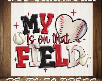 Baseball Heart DTF Print: Game Day Sports Heat Transfer
