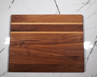 Hand Made Walnut  Flat Grain Cutting Board with White Oak Accents