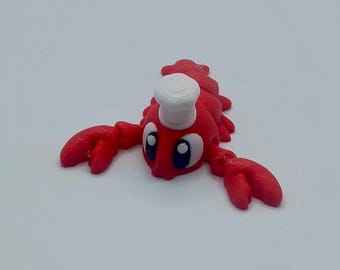 3D Printed Lobster Chef Fidget Toy: Poseable Desk Pet