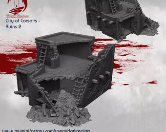 Dark Realms Corsairs Ruin 2 | 3D-Printed Terrain for 28-32mm RPGs & Wargames like DnD and Pathfinder | Print-To-Order