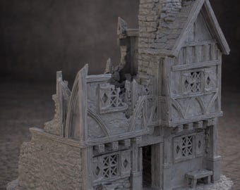 Large Multi-Level Ruined House Terrain | Medieval Building Ruin 28–32mm RPG & Wargaming | Briarwood House Ruin 6