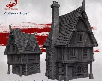 Dark Realms Vladistov House 1 | 3D-Printed 28-32mm Gothic Terrain for RPGs and Wargames like DnD & Warhammer |Print-To-Order