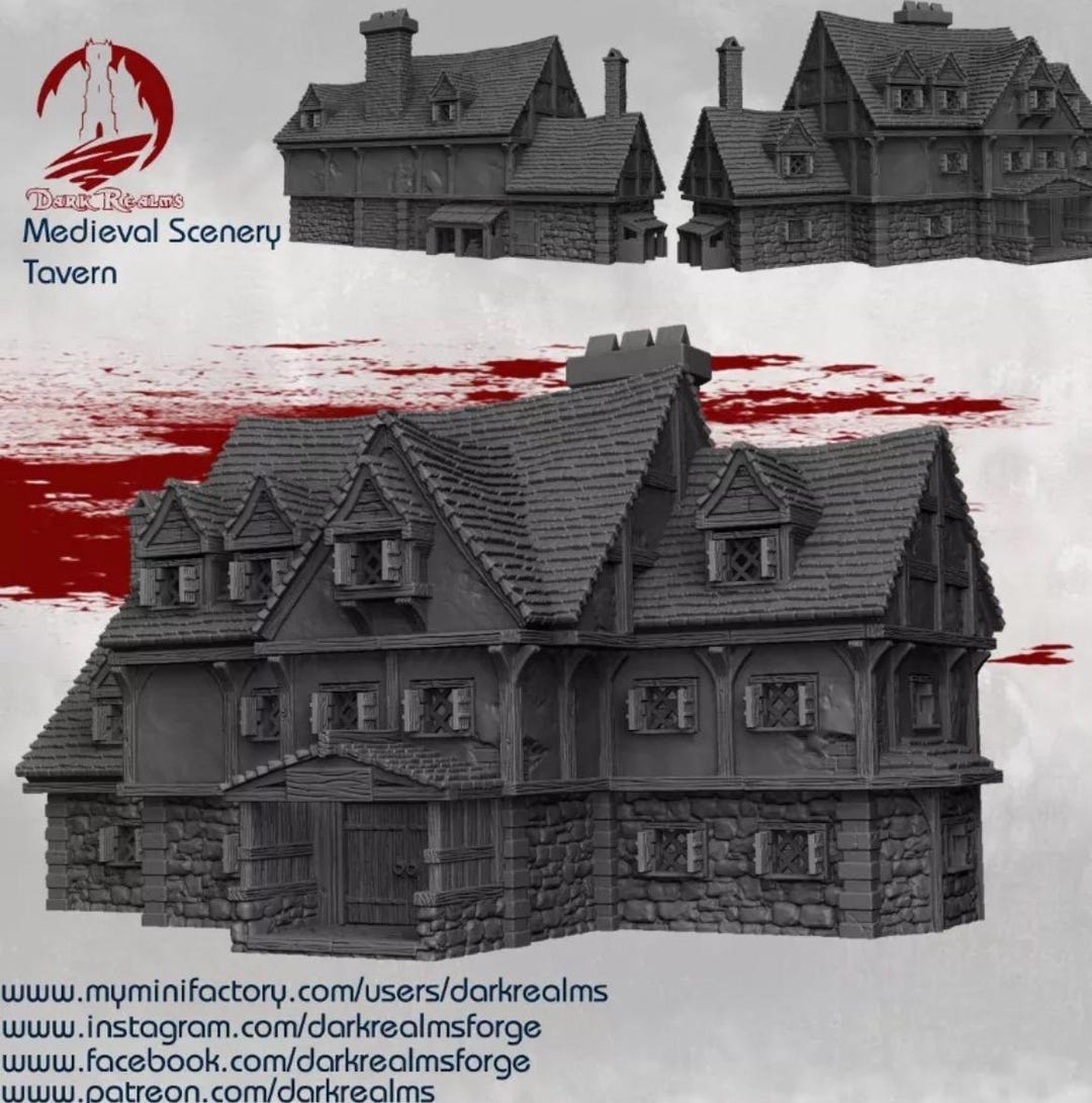 Dark Realms Tavern/inn | 3d-printed 28-32mm Medieval/fantasy Terrain ...
