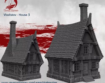 Dark Realms Vladistov House 3 | 3D-Printed 28-32mm Gothic Terrain for RPGs and Wargames like DnD & Warhammer |Print-To-Order