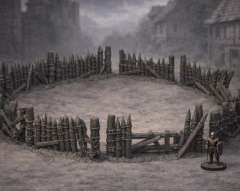 Orc Barricade Fence Terrain Set | 28–32mm RPG Scatter Terrain | Modular Wargaming Walls | DnD Scenery | Urlag Gorbok
