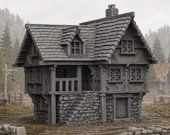 Medieval Village House Terrain | 28–32mm DnD Building (Fantasy RPG Scenery)