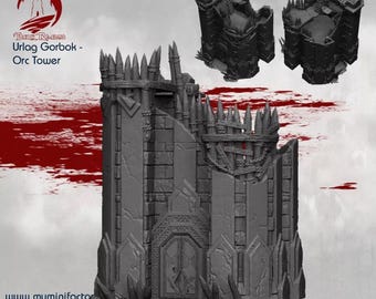 Dark Realms Urlag Gorbok - Orc Tower |3D-Printed 28-32mm Fantasy Terrain for RPGs and Wargames like DnD & Warhammer|Print-To-Order