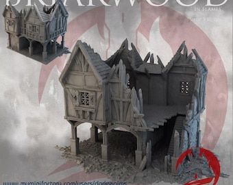 Dark Realms Briarwood Shop Ruin 3 | 3D-Printed Terrain for 28-32mm RPGs & Wargames like DnD and Pathfinder | Print-To-Order