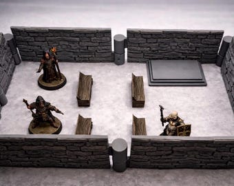 Dungeon Chapel Terrain | Shrine Room & Ritual Space Set | 28-32mm RPG Wargaming Terrain | Dungeon Sticks