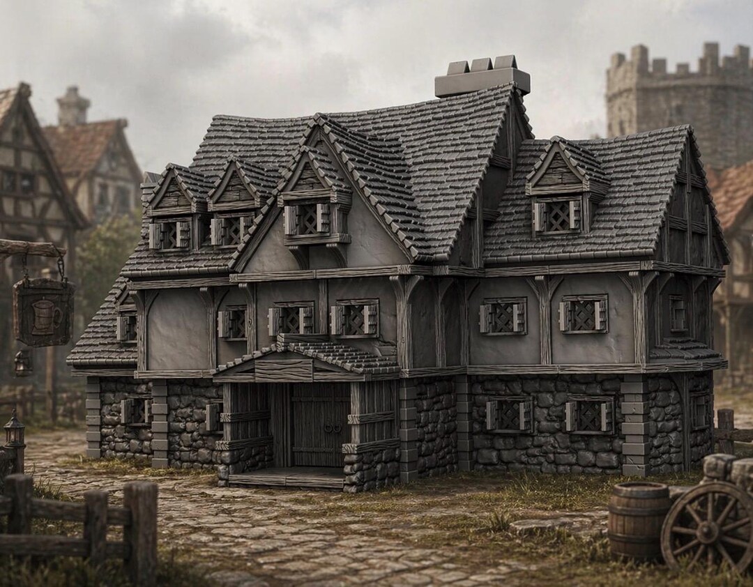 Dnd Rustic Inn Medieval Tavern With Playable Interior | 2-story Inn Terrain for Dnd 28 ...