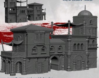 Dark Realms City of Corsairs Manor House | 3D-Printed Terrain for 28-32mm RPGs & Wargames like DnD and Pathfinder | Print-To-Order