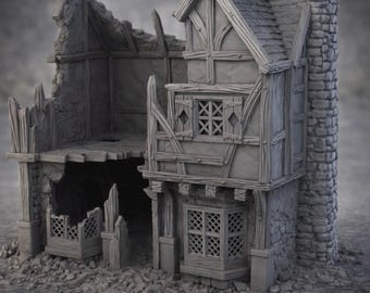 Briarwood Shop Ruin Terrain | 2-Story Storefront Building 28–32mm RPG | Briarwood Shop Ruin 2