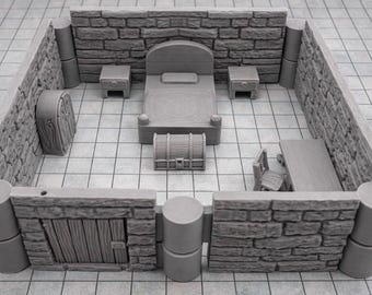 Modular Dungeon Terrain Royal Bed Chamber – 28/32mm Buildable Dungeon Room for Tabletop RPG & Wargaming