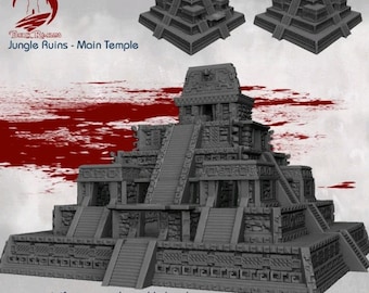 Dark Realms Jungle Main Temple | 3D-Printed Terrain for 28-32mm RPGs & Wargames like DnD and Pathfinder | Print-To-Order