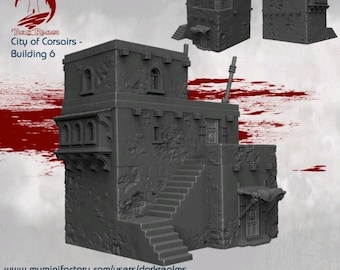 Dark Realms City of Corsairs Building 6 | 3D-Printed Terrain for 28-32mm RPGs & Wargames like DnD and Pathfinder | Print-To-Order