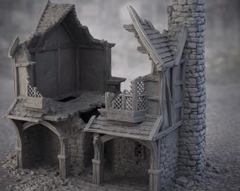 Briarwood Shop Ruin Terrain | Medieval Storefront Building 28–32mm RPG | Briarwood Shop Ruin 1
