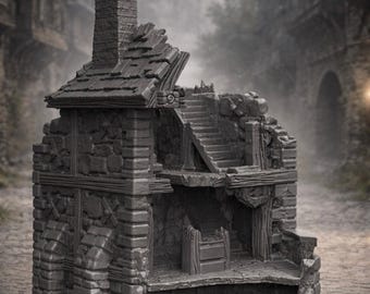 Gothic Ruined House Terrain | Large Modular Ruin Building 28–32mm RPG Scenery | Vladistov House Ruin 2