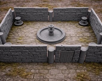 Modular Dungeon Terrain Mysterious Fountain Room – 28/32mm Buildable Dungeon Set for Tabletop RPG & Wargaming