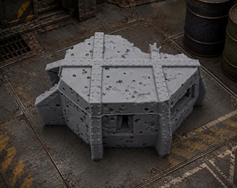 Destroyed Reinforced Concrete Bunker #2 | Sci-Fi Wargaming Terrain 28mm/32mm