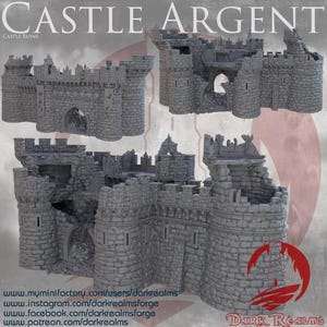 Dark Realms Castle Argent Gatehouse Ruin | 3D-Printed Terrain for 15-32mm RPGs & Wargames like DnD and Pathfinder | Print-To-Order