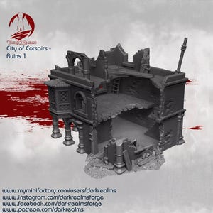 Dark Realms Corsairs Ruin 1 | 3D-Printed Terrain for 28-32mm RPGs & Wargames like DnD and Pathfinder | Print-To-Order