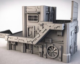 Sci-Fi Industrial Building | Elevated Walkway Terrain 28–32mm RPG | Neo City Building 7