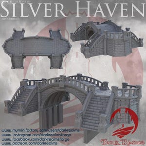 Dark Realms Silver Haven Bridge 1 | 3D-Printed Terrain for 28-32mm RPGs & Wargames like DnD and Pathfinder | Print-To-Order