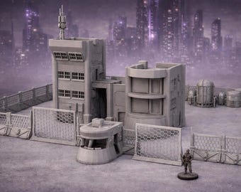 Sci-Fi Power Station Terrain Set 28–32mm | Industrial Cyberpunk Facility for DnD Wargaming | Large Tabletop Terrain | Neo City