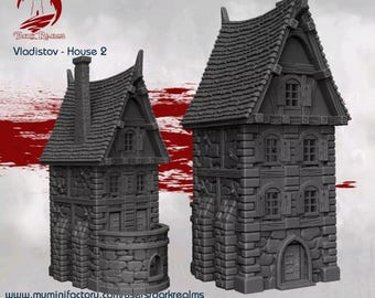 Dark Realms Vladistov House 2 | 3D-Printed 28-32mm Gothic Terrain for RPGs and Wargames like DnD & Warhammer |Print-To-Order
