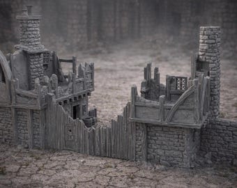Large Ruined Gatehouse Terrain | Medieval Entrance Ruin 28–32mm RPG & Wargaming | Briarwood Gatehouse - Ruin
