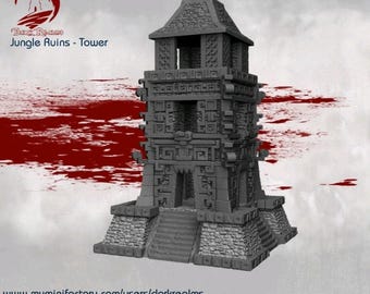 Dark Realms Jungle Tower | 3D-Printed Terrain for 28-32mm RPGs & Wargames like DnD and Pathfinder | Print-To-Order