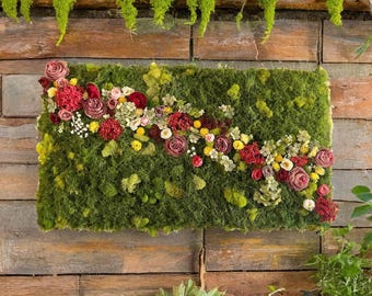 Floral art, Greenery decor, nursery decor, floral home decor, Nature home decor, Faux moss decor, Faux floral decor, Preserved moss art