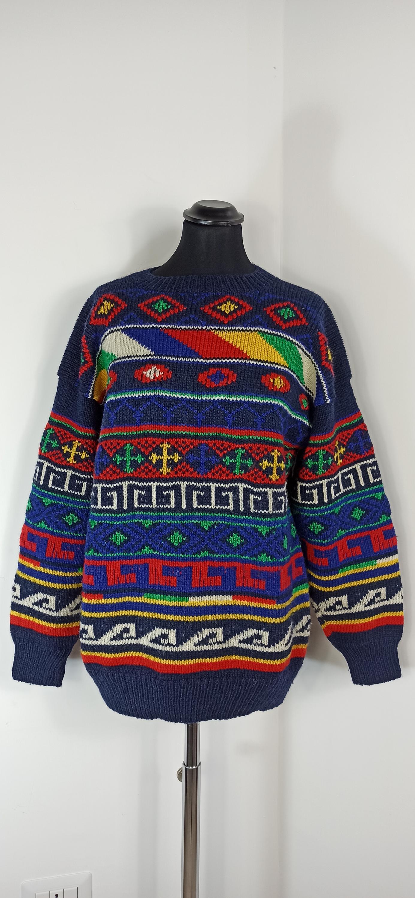 Vintage Multicolored Geometric Wool Sweater 90s - Etsy Vintage Multicolored Geometric Wool Sweater 90s - Etsy