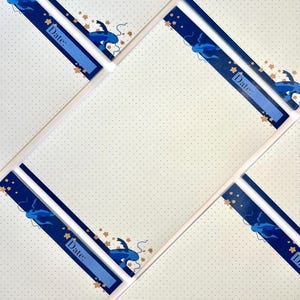 A5 Japanese Inspired Climate Neutral Notepad Sustainable Korean Memo Pad Cute Blue Notebook Non Sticky Aesthetic Letter Paper Celestial Koi