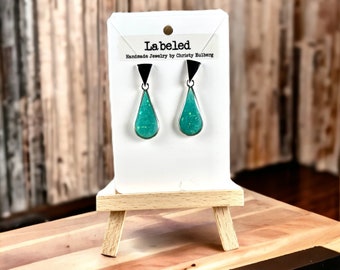 Handmade Dangle Earrings-Aqua Opal Drop Earrings Lightweight Clay Earrings