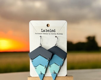 Triangle Clay Dangle Earrings: Modular Geometric Design