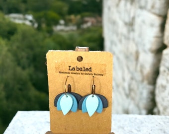 3 Piece Lotus Flower- Sliver Hoop-Handmade Dangle Earrings-Multiple Color Options-Lotus Sliver Hoop Drop  Clay Earrings