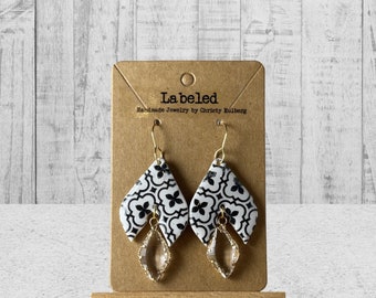 Geometric Black and White Pattern Earrings-Handmade Dangle Earrings-Lightweight Clay Earrings-Handmade Gift-Jewelry Gift-Multiple styles!