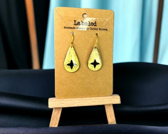 Black Gold Cross Dangle Handmade Jewelry Earrings-Hypoallergenic Clay Earrings-Dangle Earrings