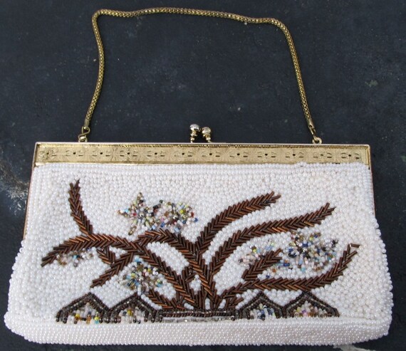 Download Items similar to Vintage Multi Color Beaded Evening Bag Purse on Etsy